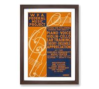 Big Box Art Vintage WPA Poster Music Project (2) Framed Wall Art Picture Print Ready to Hang, Walnut A2 (62 x 45 cm)