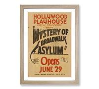 Big Box Art Vintage WPA Poster Mystery of Broadwalk Framed Wall Art Picture Print Ready to Hang, Oak A2 (62 x 45 cm)