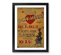 Big Box Art Vintage WPA Poster O My Heart Framed Wall Art Picture Print Ready to Hang, Black A2 (62 x 45 cm)