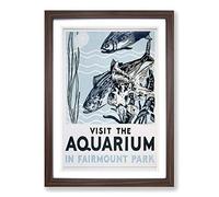Big Box Art Vintage WPA Poster Visit The Aquarium Framed Wall Art Picture Print Ready to Hang, Walnut A2 (62 x 45 cm)