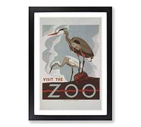 Big Box Art Vintage WPA Poster Visit The Zoo (2) Framed Wall Art Picture Print Ready to Hang, Black A2 (62 x 45 cm)