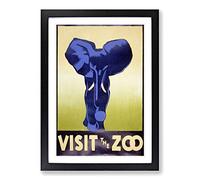 Big Box Art Vintage WPA Poster Visit The Zoo (3) Framed Wall Art Picture Print Ready to Hang, Black A2 (62 x 45 cm)