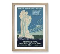 Big Box Art Vintage WPA Poster Yellowstone National Park Framed Wall Art Picture Print Ready to Hang, Oak A2 (62 x 45 cm)