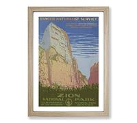 Big Box Art Vintage WPA Poster Zion National Park Framed Wall Art Picture Print Ready to Hang, Oak A2 (62 x 45 cm)