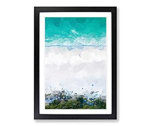 Big Box Art Walking on The Beach in Abstract Framed Wall Art Picture Print Ready to Hang, Black A2 (62 x 45 cm)
