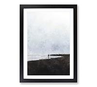Big Box Art Walking On The Beach Painting Framed Wall Art Picture Print Ready to Hang, Black A2 (62 x 45 cm)