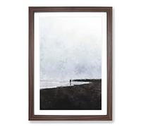 Big Box Art Walking On The Beach Painting Framed Wall Art Picture Print Ready to Hang, Walnut A2 (62 x 45 cm)