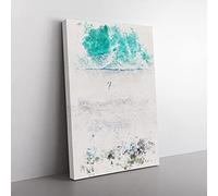 Big Box Art Walking on The Beach Watercolour Canvas Wall Art Print Ready to Hang Picture, 76 x 50 cm (30 x 20 Inch), White, Turquoise, Olive, Green, Grey