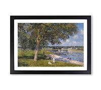 Big Box Art Walnut Tree in A Thomery Field by Alfred Sisley Framed Wall Art Picture Print Ready to Hang, Black A2 (62 x 45 cm)
