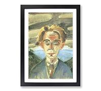 Big Box Art Walter Gramatte Self Portrait in Barcelona Framed Wall Art Picture Print Ready to Hang, Black A2 (62 x 45 cm)