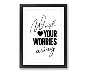 Big Box Art Wash You Worries Away Typography Framed Wall Art Picture Print Ready to Hang, Black A2 (62 x 45 cm)