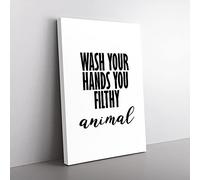 Big Box Art Wash Your Hands You Filthy Animal Typography Canvas Wall Art Print Ready to Hang Picture, 76 x 50 cm (30 x 20 Inch), White, Black, Black