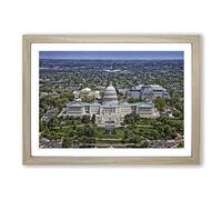 Big Box Art Washington DC The White House Landscape Framed Wall Art Picture Print Ready to Hang, Oak A2 (62 x 45 cm)