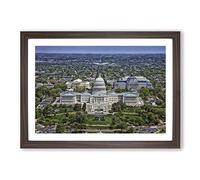 Big Box Art Washington DC The White House Landscape Framed Wall Art Picture Print Ready to Hang, Walnut A2 (62 x 45 cm)