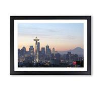 Big Box Art Washington Seattle Skyline USA 2 Framed Wall Art Picture Print Ready to Hang, Black A2 (62 x 45 cm)