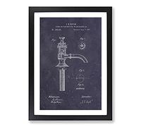 Big Box Art Water Faucet Tap Patent Dark Framed Wall Art Picture Print Ready to Hang, Black A2 (62 x 45 cm)