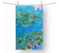Big Box Art Water Lilies Lily Pond Vol.33 by Claude Monet - 100% Cotton (72 x 44 cm) Kitchen Tea Towel, Dish Cloth for Drying, Cleaning and Washing - Absorbent and Quick Drying