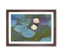 Big Box Art Water Lily Pond Vol.41 by Claude Monet Framed Wall Art Picture Print Ready to Hang, Walnut A2 (62 x 45 cm)