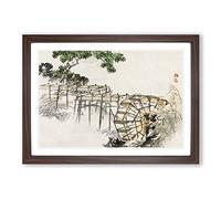 Big Box Art Water Wheel by Kono Bairei Framed Wall Art Picture Print Ready to Hang, Walnut A2 (62 x 45 cm)
