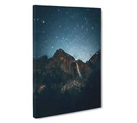 Big Box Art Waterfall in Yosemite California Canvas Wall Art Framed Picture Print, 30 x 20 Inch (76 x 50 cm), Blue, Teal, Black, Blue