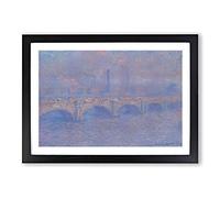 Big Box Art Waterloo Bridge in London Vol.1 by Claude Monet Framed Wall Art Picture Print Ready to Hang, Black A2 (62 x 45 cm)