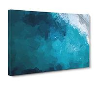 Big Box Art Wave Against Swanbourne Beach in Abstract Canvas Wall Art Framed Picture Print, 30 x 20 Inch (76 x 50 cm), Turquoise, Teal, Blue, Blue