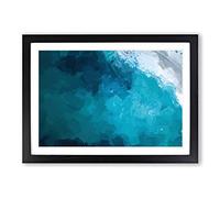 Big Box Art Wave Against Swanbourne Beach in Abstract Framed Wall Art Picture Print Ready to Hang, Black A2 (62 x 45 cm)