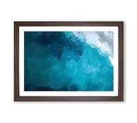 Big Box Art Wave Against Swanbourne Beach in Abstract Framed Wall Art Picture Print Ready to Hang, Walnut A2 (62 x 45 cm)