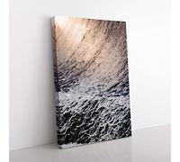 Big Box Art Wave Curves in Abstract Canvas Wall Art Print Ready to Hang Picture, 76 x 50 cm (30 x 20 Inch), Grey, Beige, Black