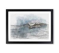 Big Box Art Wave Rising in Abstract Framed Wall Art Picture Print Ready to Hang, Black A2 (62 x 45 cm)