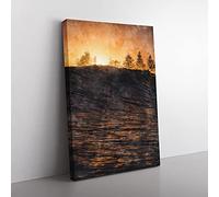 Big Box Art Wave Touching The Trees Painting Canvas Wall Art Print Ready to Hang Picture, 76 x 50 cm (30 x 20 Inch), Black, Brown, Brown