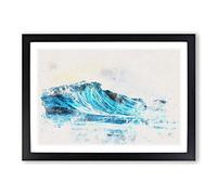 Big Box Art Wave View Watercolour Framed Wall Art Picture Print Ready to Hang, Black A2 (62 x 45 cm)