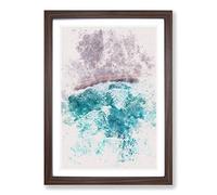 Big Box Art Waves on The Beach Watercolour Framed Wall Art Picture Print Ready to Hang, Walnut A2 (62 x 45 cm)