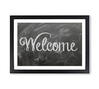 Big Box Art Welcome Sign Chalk Board Framed Wall Art Picture Print Ready to Hang, Black A2 (62 x 45 cm)