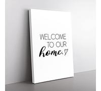 Big Box Art Welcome to Our Home Typography Canvas Wall Art Print Ready to Hang Picture, 76 x 50 cm (30 x 20 Inch), White