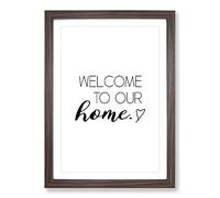 Big Box Art Welcome to Our Home Typography Framed Wall Art Picture Print Ready to Hang, Walnut A2 (62 x 45 cm)
