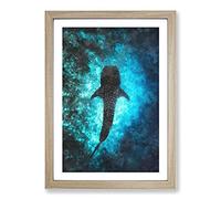 Big Box Art Whale Shark Painting Framed Wall Art Picture Print Ready to Hang, Oak A2 (62 x 45 cm)