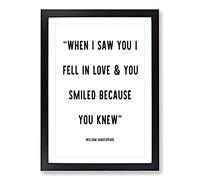 Big Box Art When I Saw You Typography Framed Wall Art Picture Print Ready to Hang, Black A2 (62 x 45 cm)