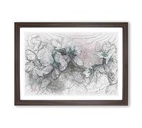 Big Box Art White Cherry Blossom Tree in Bloom in Abstract Framed Wall Art Picture Print Ready to Hang, Walnut A2 (62 x 45 cm)