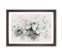 Big Box Art White Cherry Blossom Tree in Bloom Watercolour Framed Wall Art Picture Print Ready to Hang, Walnut A2 (62 x 45 cm)