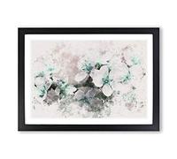 Big Box Art White Cherry Blossom Tree in Bloom Watercolour Framed Wall Art Picture Print Ready to Hang, Black A2 (62 x 45 cm)