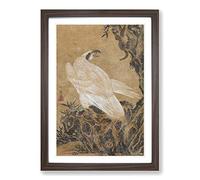 Big Box Art White Eagle Hunting by Kawanabe Kyosai Framed Wall Art Picture Print Ready to Hang, Walnut A2 (62 x 45 cm)