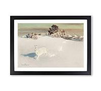 Big Box Art White Hare Vol.5 by Bruno Liljefors Framed Wall Art Picture Print Ready to Hang, Black A2 (62 x 45 cm)