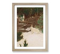 Big Box Art White Hare Vol.6 by Bruno Liljefors Framed Wall Art Picture Print Ready to Hang, Oak A2 (62 x 45 cm)