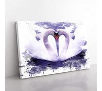 Big Box Art White Swan on a Lake (4) V3 Canvas Wall Art Print Ready to Hang Picture, 76 x 50 cm (30 x 20 Inch), Multi-Coloured