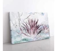 Big Box Art Wild Aloe Vera Succulent in Abstract Canvas Wall Art Print Ready to Hang Picture, 76 x 50 cm (30 x 20 Inch), White, Grey, Lavender, Brown