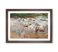 Big Box Art Wild Ducks by Bruno Liljefors Framed Wall Art Picture Print Ready to Hang, Walnut A2 (62 x 45 cm)