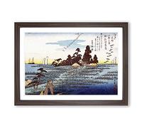 Big Box Art Wild Geese at Haneda by Utagawa Hiroshige Framed Wall Art Picture Print Ready to Hang, Walnut A2 (62 x 45 cm)