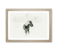 Big Box Art Wild Horse in Iceland in Abstract Framed Wall Art Picture Print Ready to Hang, Oak A2 (62 x 45 cm)