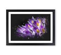 Big Box Art Wild Purple Orchid Flowers Paint Splash Framed Wall Art Picture Print Ready to Hang, Black A2 (62 x 45 cm)